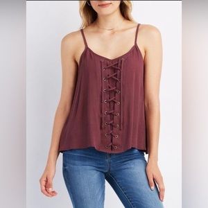 Charolette Ruse Lace Up Inset Tank Top